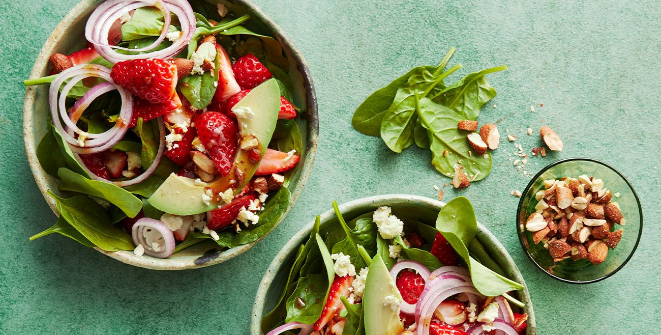 Spring strawberry and spinach salad